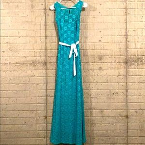 Turquoise Lace Maxi Dress